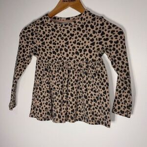 Cat & Jack ribbed long sleeve animal print top girls size 5T